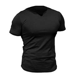 Herren Mesh Athletic T-Shirts mit geteiltem V-Ausschnitt für Fitnesstraining Bodybuilding Color Black Size M von 7Power