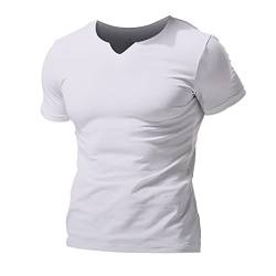 Herren Mesh Athletic T-Shirts mit geteiltem V-Ausschnitt für Fitnesstraining Bodybuilding Color White Size L von 7Power
