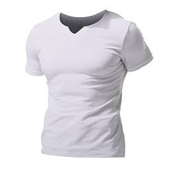 Herren Mesh Athletic T-Shirts mit geteiltem V-Ausschnitt für Fitnesstraining Bodybuilding Color White Size XXL von 7Power