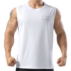 Herren-Muskel-Tanktop schnell trocknend ärmellos T-Shirt Weste Top für Laufen Fitnessstudio Workout Sport Fitness Color White Size L von 7Power