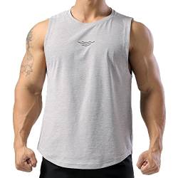 Herren ärmelloses Workout Tank Tee Shirts Gym Muscle Tank Top für Fitness Bodybuilding, grau, M von 7Power