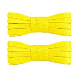 7STROBBS 2 Paar Schnürsenkel Gelb Flach Breite 8mm Ersatz Sneaker Gelb Schuhbänder Yellow Shoelaces für Converse Chucks Air Force Damen Herren Kinder,110cm von 7STROBBS