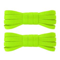 7STROBBS 2 Paar Schnürsenkel Neon Grün Flach für Sportschuhe Turnschuhe,Ersatz Sneaker Schuhbänder Kurze für Converse Chucks Nike Air Force,Neon Green Shoe Laces 60cm von 7STROBBS