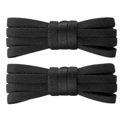 7STROBBS 2 Paar Schnürsenkel Schwarz Flach 8mm Breite Turnschuhe Schwarz Schuhbänder Ersatz Black Shoelaces für Nike Air Force Fußballschuhe Sportschuhe Damen Herren,110cm von 7STROBBS