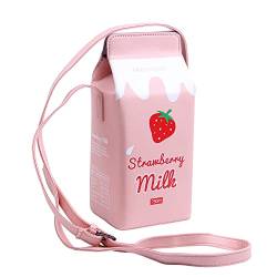 7VSTOHS Mädchen Früchte Erdbeer Banane Milk Box CrossBody Geldbörse Tasche Damen Handy-Wallet Schultertaschen von 7VSTOHS