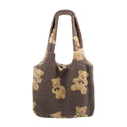 7VSTOHS Nette Taschen für Frauen Tote Bag Ästhetik Mädchen Flauschige Teddybär Geldbörse Plüsch Schulter Hobo Handtaschen von 7VSTOHS