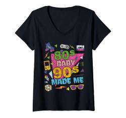 Damen Vintage Retro 80's Baby 90's Made Me 1980er 1990er Jahre Nostalgie T-Shirt mit V-Ausschnitt von 80's Baby 90's Made Me Vintage Nostalgia Gift Idea
