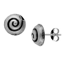 81stgeneration Frauen .999 Fein Silber Karen Hill Tribe 10 mm Muschel Spiral Ohrstecker Ohrringe von 81stgeneration