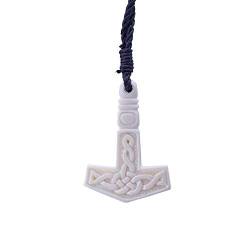 81stgeneration Frauen Männer Handgeschnitzt Knochen Keltisch Thor Hammer Amulett Anhänger Halskette von 81stgeneration