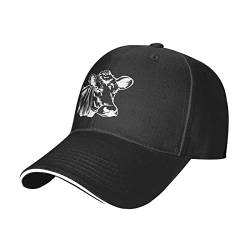 831 Damen Herren Baseball Cap Kuh-Clip-Art Basecap Verstellbar Baseballmütze Vintage Distressed Basecap Für Laufen Wander Kletter von 831