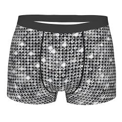 850 Herren Boxer Silberner Pailletten-Glanz-Druck Male Boxershorts Atmungsaktive,Stilvolle Männer Unterwäsche Klassisch,Schnelltrocknende Boxershorts Herren XL von 850