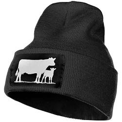874 Beanie Mütze Kuh Mit Kalb Strickmütze Klassisches Beanie Hat Bequeme Cuffed Hats Für Wandern Camping Skifahren von 874