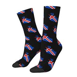 874 Freizeitsocken, Island-Kartenflagge Sneaker Socken Komfortabel Sport Socks Haltbarkeit Fahrradsocken Für Everyday Herren Laufen 40cm von 874