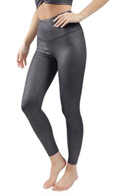 90 Degree By Reflex Damen Leggings mit hoher Taille, kniebefest, knöchellang, bedruckte Leggings, Geknackter Gehweg, M von 90 Degree By Reflex