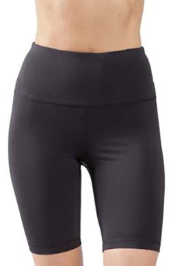 90 Degree By Reflex High Waist Power Flex Yoga Shorts - Bauchkontrolle Bikershorts für Damen, Schwarz, 22,9 cm gerippt, Mittel von 90 Degree By Reflex