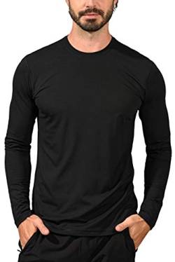 90 Degree By Reflex Ultra weiches Langarmshirt mit Rundhalsausschnitt für Herren - Schwarz - Groß von 90 Degree By Reflex