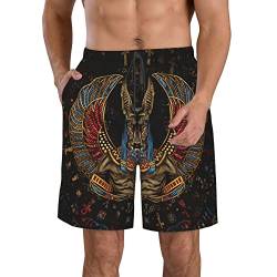 908 Herren Shorts Anubis, Ägyptischer Gott Badehose Jogger Jogginghose Mit Mesh Futter Boardshorts S von 908