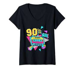 Damen 90er Jahre 90s Girl T-Shirt mit V-Ausschnitt von 90er Jahre Geschenke