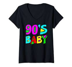 Damen 90er Jahre Baby T-Shirt 90er Jahre Shirt T-Shirt mit V-Ausschnitt von 90s Baby Costume Shirts