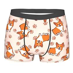 917 Männer Unterhose Cartoon-Corgi-Hundeklaue-Muster Boxer Short Unterhose Personalisiert Unterwäsche Short Bunte Herren Boxershort Für Ehemann, Liebhaber, Man L von 917