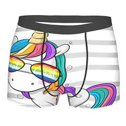 917 Männer Unterhosen Lustige Bunte Einhorn-Regenbogen-Glas-Streifen Unterhosen Männer Bequeme Boxershorts Herren Classic Boxershorts Boxer Für Vater, Junge, Geschenk M von 917