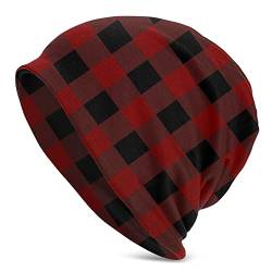 931 Wintermützen Buffalo Plaid Schwarz Und Rot Kariert Beanie Winter Mütze Funktionale Strick Beanie Grobstrick Skull Beanie Für Winter Damen Herren von 931