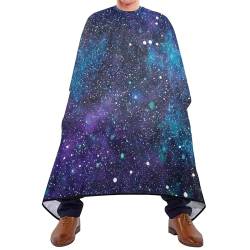 Friseurumhang Lila Blauer Galaxienraum Mit Glitzersternen Weltraumgalaxien Schneideumhang Polyester Salon Cape Universal Schürze Für Erwachsene Haarschnitt Haarschneiden von 934