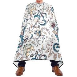 Friseurumhang Vintage Blume Nahtlose Weiße Blaue Beige Blumen Im Provence-Stil Haarschneideumhang Mode Haarschneiden Cape Polyester Haarschnitt Cape Für Salon Haarstyling Erwachsene von 934