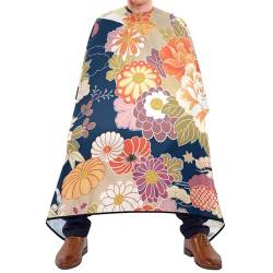 Haarschneide Umhang Traditionelles Kimono-Muster Asiatische Japanische Chinesische Blumen Friseurumhang Verstellbar Haar Schneideumhang Antistatisch Salon Cape Für Haarschneiden Erwachsene von 934