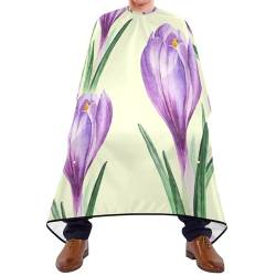 Salon Umhang Nahtlose Lila Krokusse Tulip Frühlingsblumen Auf Cremefarbener Farbe Friseurumhang Universal Haarschneiden Cape Polyester Haarschnitt Salon Umhang Für Frauen Kinder Erwachsene von 934