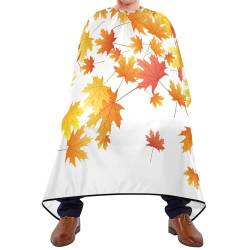 Schneideumhang Nahtloser Herbst Orange Fallende Ahornblätter Auf Weiß Friseure Kleid Polyester Haarschneiden Cape Wasserdicht Haar Schneideumhang Für Kinder Haarschnitt Frauen von 934