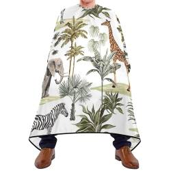 Schneideumhang Tropische Hawaiianische Palmen, Zebra, Giraffe, Elefant, Leopard Auf Weiß Friseur Umhänge Antistatisch Barber Cape Professionelle Haarschneiden Cape Für Haarschnitt Haarschneiden von 934