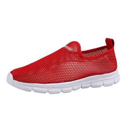 95 Sandalen Damen Herren Freizeitschuhe Walking Schuhe Plateau Turnschuhe Mesh Fitness Sneaker Laufschuhe Sommer Atmungsaktiv Espadrilles Wanderschuhe Outdoor Running Schuhe (Rot, 42) von 95