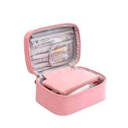 Kosmetiktasche Portable Reise Make Up Tasche,Makeup Bag Organizer Kulturtasche Tasche Schmink Aufbewahrung Kosmetische Box Artist Schminktasche Train Case mit Reißverschluss (Pink, One Size) von 95sCloud-1