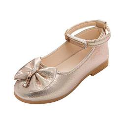 95sCloud Baby Mädchen Ballerinas Prinzessinnen Schuhe Klein Pailletten-PU-Leder Babyschuhe Geschlossene Ballerina mit Klettverschluss Niedlich Weiche Sohle Anti Rutsch Lauflernschuhe (Gold, 28) von 95sCloud