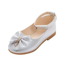 95sCloud Baby Mädchen Ballerinas Prinzessinnen Schuhe Klein Pailletten-PU-Leder Babyschuhe Geschlossene Ballerina mit Klettverschluss Niedlich Weiche Sohle Anti Rutsch Lauflernschuhe (Silber, 25) von 95sCloud