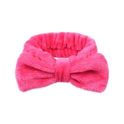 Bowknot Haarband Stirnband für Make up - 1 Stück Kosmetische Kosmetik Stirnbänder Korallen Samt Elastisches Haarreif zum Waschen Spa Yoga Beauty Gesichtspflege Make-up für Damen (Pink) von 95sCloud