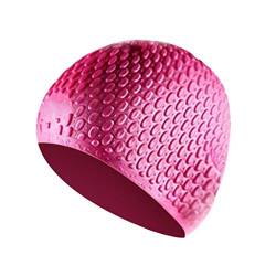 Damen Herren Badekappe schwimmhaube Schwimmkappe Haare, wasserdichte rutschfeste Silikon Badekappe für Dreadlocks Kurze Haare Swim Cap für Erwachsene Männer Frauen (Rosa) von 95sCloud