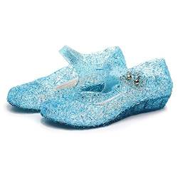 Mädchen Schuhe MŠdchen Frozen Eiskšnigin Prinzessin Verkleiden Sich Mädchen Phantasie Prinzessin Schuhe für Halloween Cosplay Party Geburtstag Schnee Königin Gelee Partei Schuhe Sandalen (Blau, 25) von 95sCloud