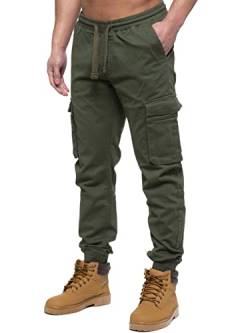 989Zé ENZO Herren Cargo Combat Jeans Elastische Taille Bündchen Hose Jogger, khaki, 40 von 989Zé ENZO