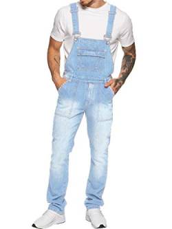 989Zé ENZO Latzhose für Herren, Jeansblau, Arbeitsmode, Latzhose, lässiger Overall, Jeans, Taillengrößen 30–50, Bleichmittel, 36W x 32L von 989Zé ENZO