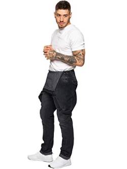 Herren Denim Jeans EZD390 Designer Baumwolle Latzhose Overall Strapazierfähige Taille Größen 30-50, Schwarz , 34W x 32L von 989Zé ENZO