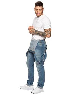 Herren Denim Jeans EZD390 Designer Baumwolle Latzhose Overall Strapazierfähige Taille Größen 30-50, blau, 46W x 32L von 989Zé ENZO