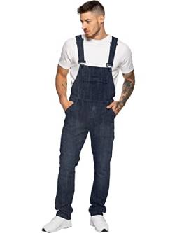 Herren Denim Jeans EZD390 Designer Baumwolle Latzhose Overall Strapazierfähige Taille Größen 30-50, dunkelblau, 42W x 32L von 989Zé ENZO