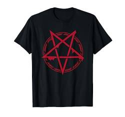 Goth Red Satanist Pentagram Satanic Baphomed T-Shirt von 99 Gifts Dark Aesthetic Clothing & Occult Art