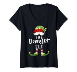 Damen Danger Elf Wichtel Gnome Elfen Weihnachten T-Shirt mit V-Ausschnitt von 99 Gifts Elf Christmas Party Matching X-Mas Family