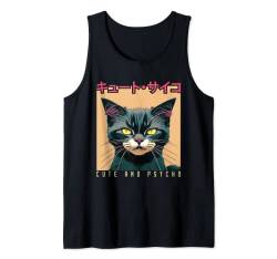 Japanese Anime & Manga Cute And Psycho Cat Cyberpunks Tank Top von 99 Gifts Japan Aesthetic Retro 90s 80s Streetwear