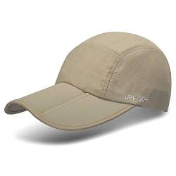 UPF 50+ Faltbare Baseballkappe Sonnenschutz Schnell Trocken Tragbar Faltbare Hüte für Männer oder Frauen, Khaki, Einheitsgr��e von 9M Clothing Company