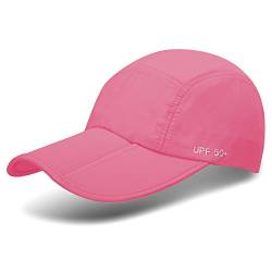 UPF 50+ Faltbare Baseballkappe Sonnenschutz Schnell Trocken Tragbar Faltbare Hüte für Männer oder Frauen, Pink, Einheitsgr��e von 9M Clothing Company