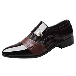 A/H Herren Spitze Business Anzug Schuhe, Männer Normalweite Leder Formale Hochzeitsschuhe, Lederschuhe Lässig Bequem Hochzeitsschuh fur Hochzeit Büro (Braun, 40) von A/H